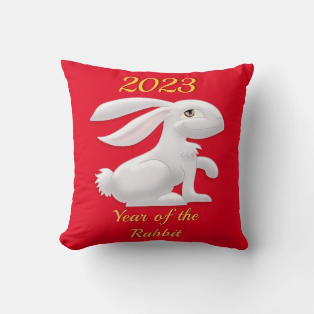 Year of the Rabbit Throw Pillow (Front)