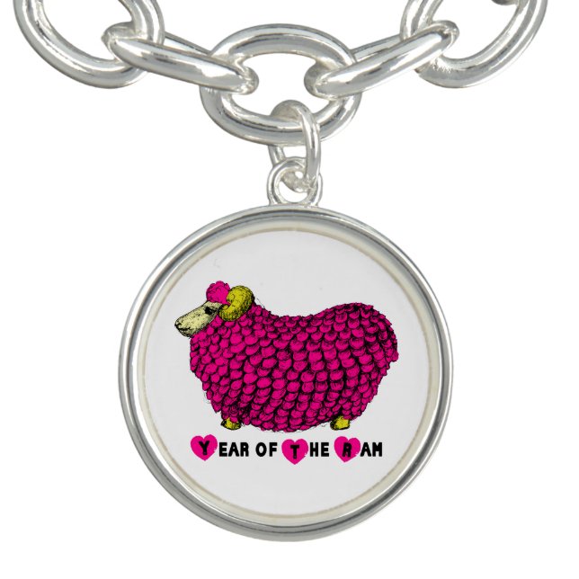 Year of the Ram or Sheep Pink Charm Bracelet (Design)