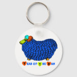 Year Of The Ram Sheep Or Goat Blue Keychain at Zazzle