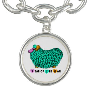 Year Of The Ram Sheep Or Goat Green Charm Bracele Bracelet by 2015_year_of_ram at Zazzle