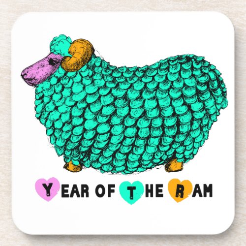 Year of the Ram Sheep or Goat Green Cork Coaster