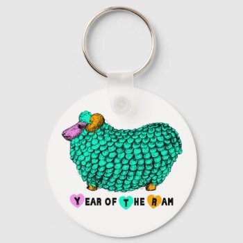 Year Of The Ram Sheep Or Goat Green Keychain by 2015_year_of_ram at Zazzle