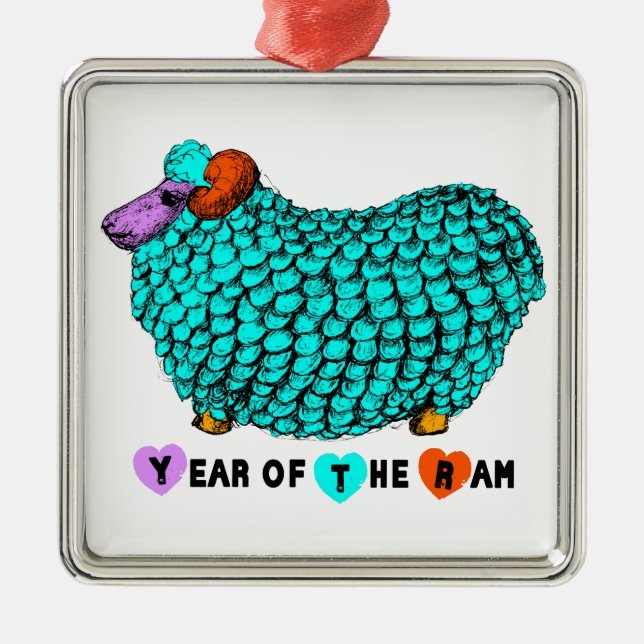 Year of the Ram Sheep or Goat - Metal Ornament (Front)