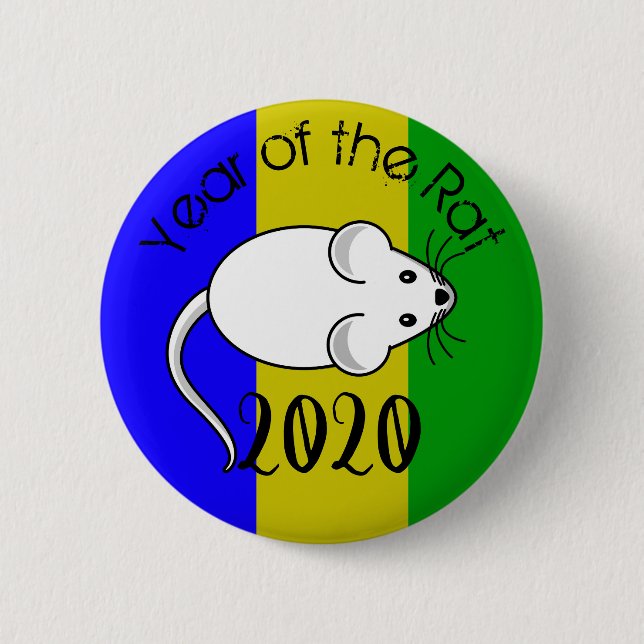 Year of the Rat 2020 Mouse with Text Button (Front)