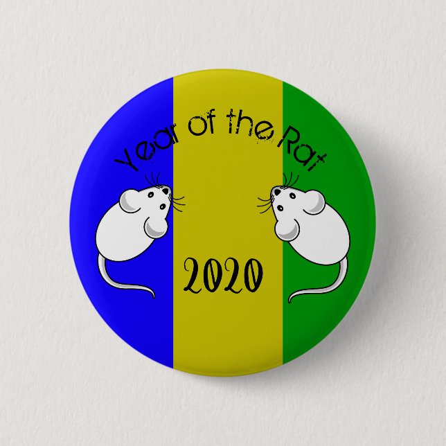 Year of the Rat 2020 Mouse with Text Button (Front)