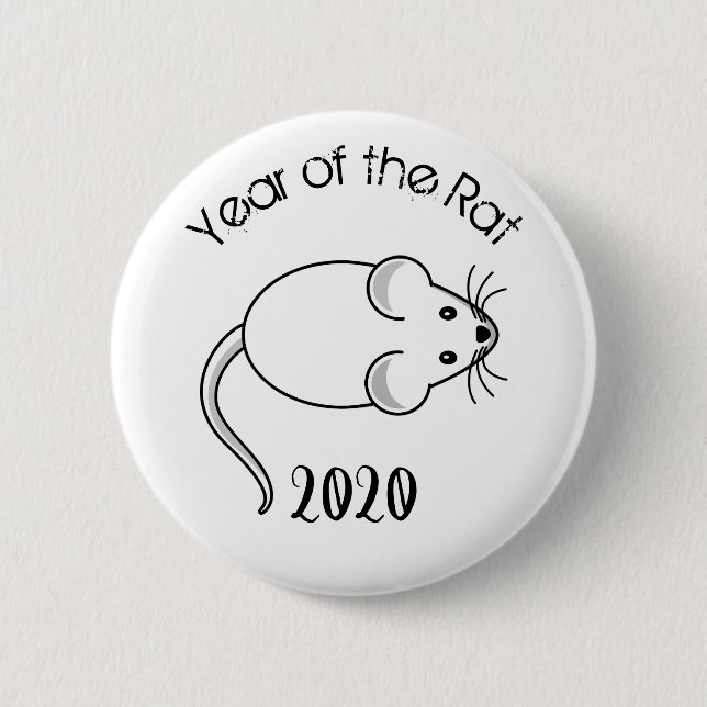 Year of the Rat 2020 Mouse with Text Button (Front)