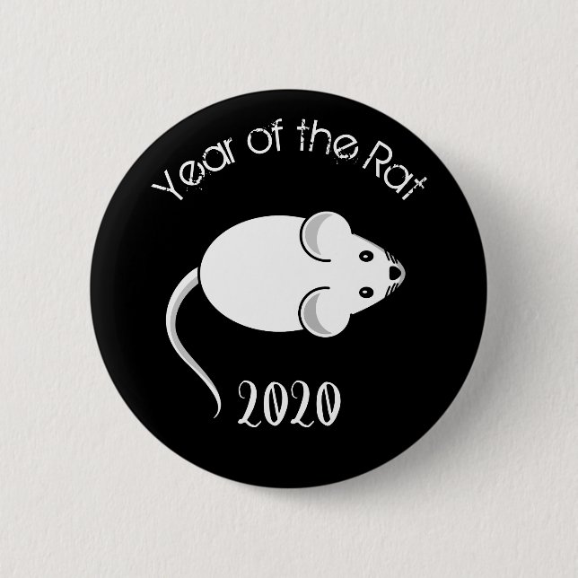 Year of the Rat 2020 Mouse with Text Button (Front)