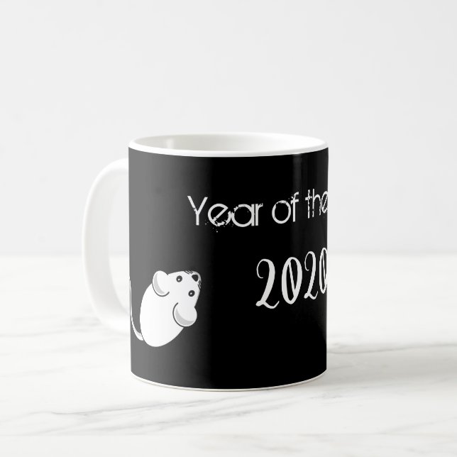 Year of the Rat 2020 Mouse with Text Coffee Mug (Front Left)