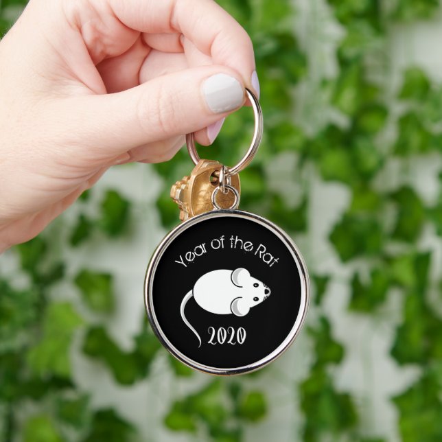 Year of the Rat 2020 Mouse with Text Keychain (Hand)