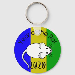 Year of the Rat 2020 Mouse with Text Keychain