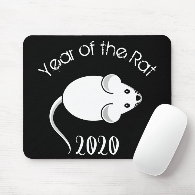 Year of the Rat 2020 Mouse with Text Mouse Pad (With Mouse)