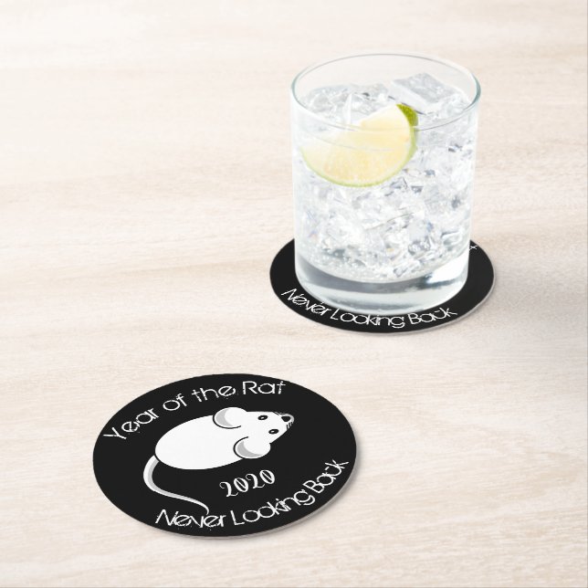 Year of the Rat 2020 Never Looking Back Round Paper Coaster (Insitu)