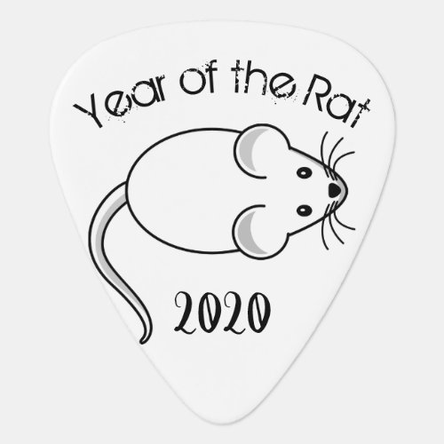 Year of the Rat 2020 with Text and Mouse Guitar Pick