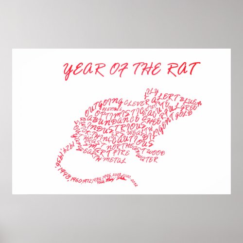 Year of the Rat Calligram Poster