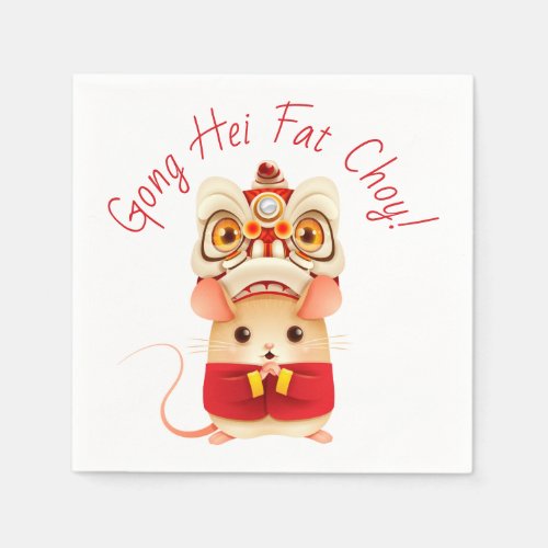 Year of the Rat Chinese Lion Dancer Napkins