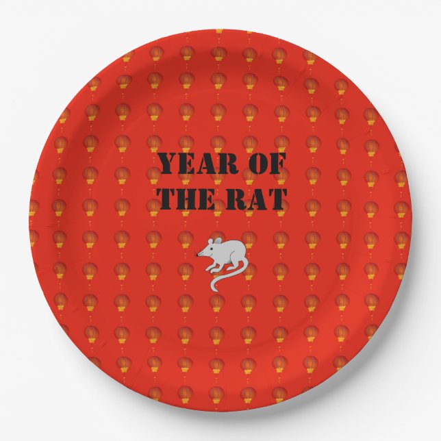 Year of the Rat Chinese  New Year Paper Plates (Front)