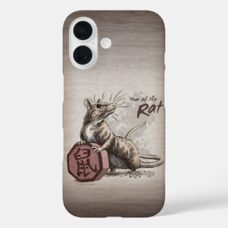Year of the Rat Chinese Zodiac Animal Art iPhone 16 Case