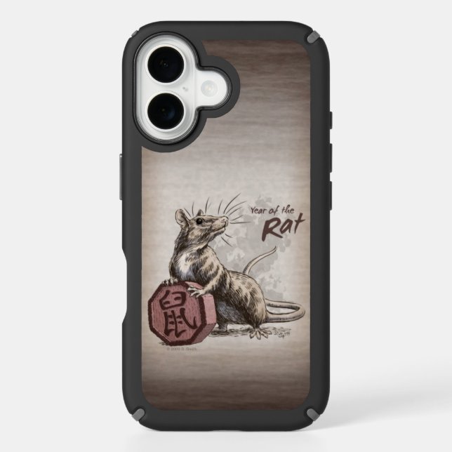 Year of the Rat Chinese Zodiac Animal Art Speck iPhone Case (Front)