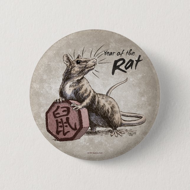 Year of the Rat Chinese Zodiac Art Button (Front)