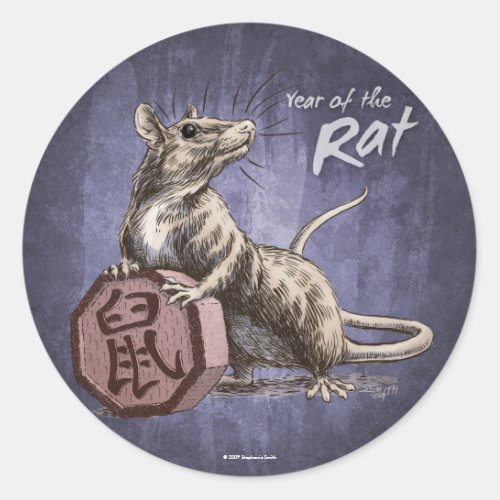 Year of the Rat Chinese Zodiac Art Classic Round Sticker