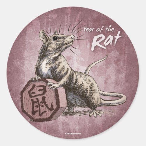 Year of the Rat Chinese Zodiac Art Classic Round Sticker