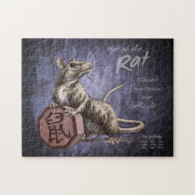 Year of the Rat Chinese Zodiac Art Jigsaw Puzzle (Horizontal)
