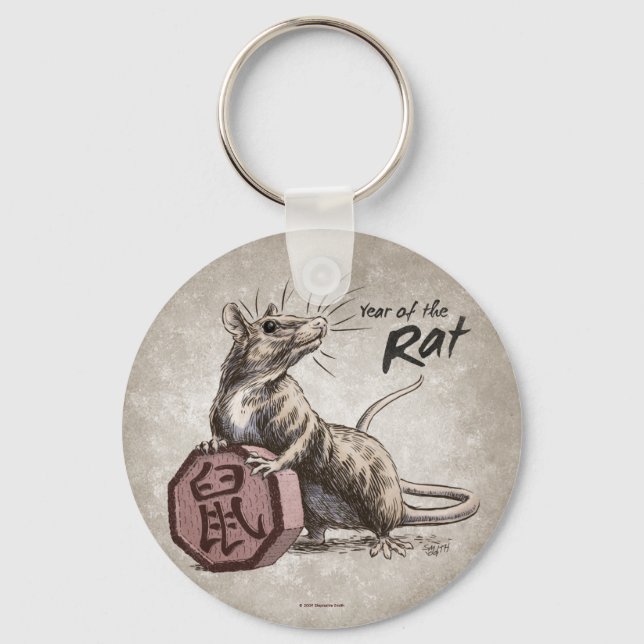 Year of the Rat Chinese Zodiac Art Keychain (Front)