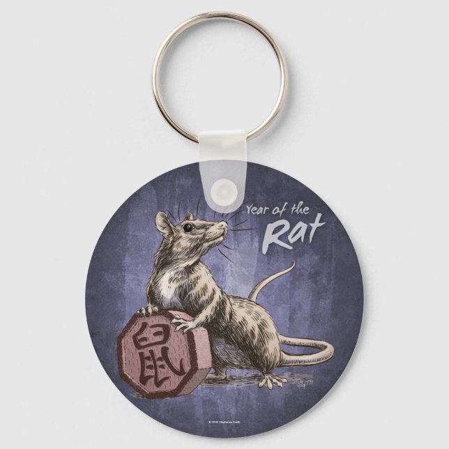 Year of the Rat Chinese Zodiac Art Keychain (Front)