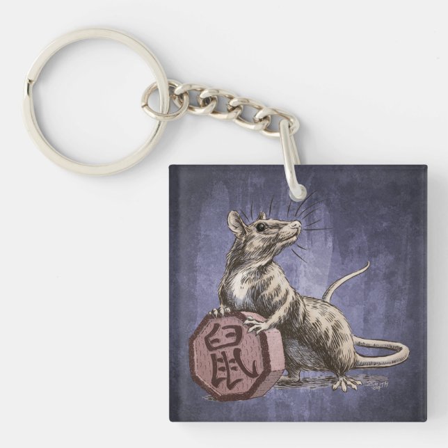 Year of the Rat Chinese Zodiac Art Keychain (Front)