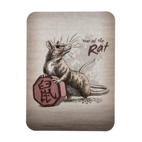 Year of the Rat Chinese Zodiac Art Magnet