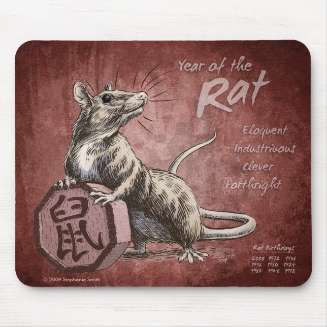 Year of the Rat Chinese Zodiac Art Mouse Pad (Front)