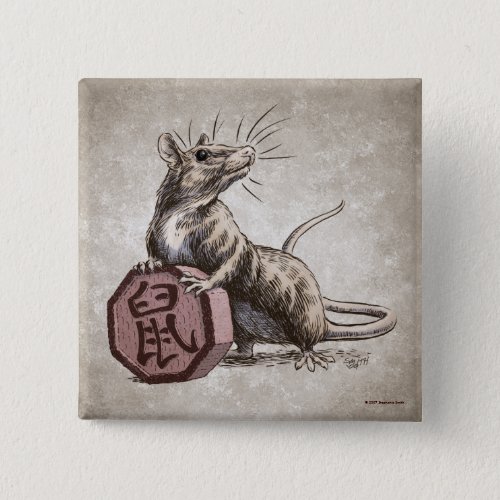Year of the Rat Chinese Zodiac Art Pinback Button