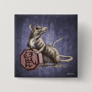 Year of the Rat Chinese Zodiac Art Pinback Button