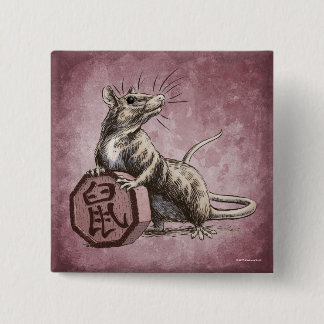Year of the Rat Chinese Zodiac Art Pinback Button