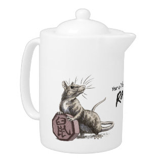 Year of the Rat Chinese Zodiac Art Teapot