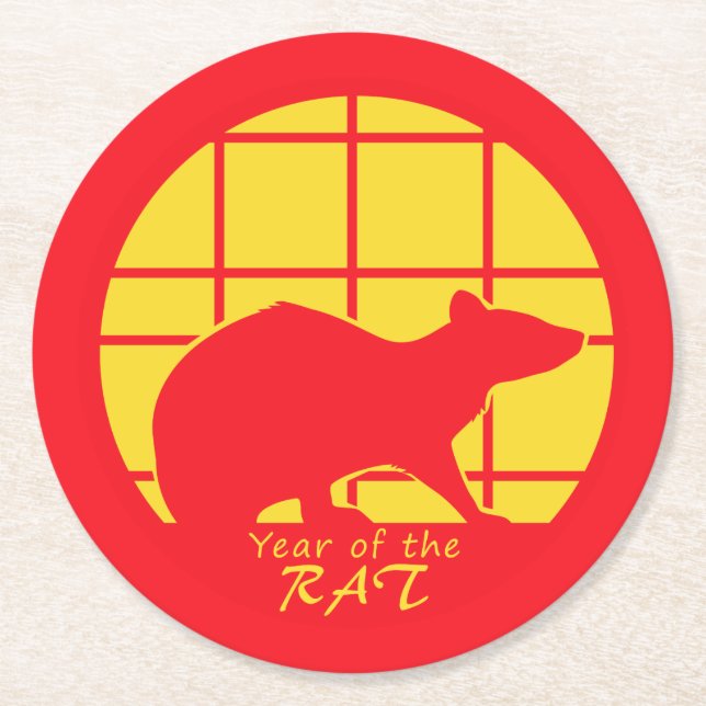 Year of the Rat Round Paper Coaster (Front)