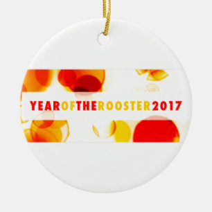 year of the rooster 2017 (bokeh) ceramic ornament