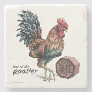 Year of the Rooster Chinese Zodiac Animal Art Stone Coaster
