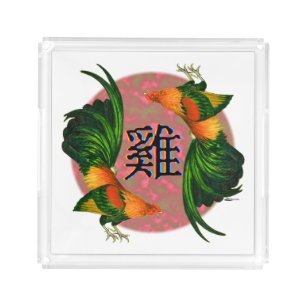 Year of the Rooster Circle Acrylic Tray