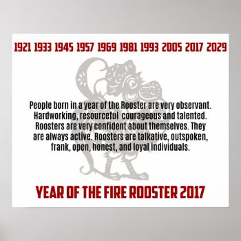Year Of The Rooster Traits Poster by Year_of_Rooster_Tee at Zazzle