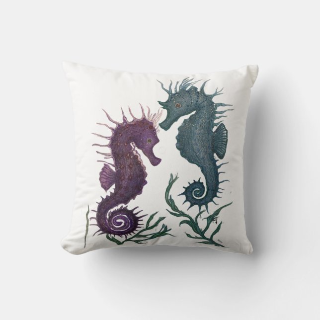 Year of the Seahorses Throw Pillow (Front)
