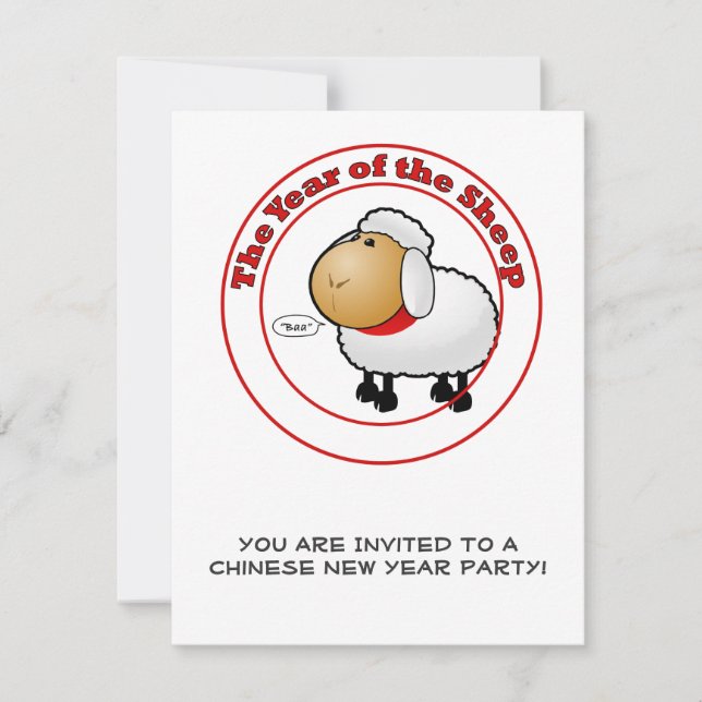 Year of the Sheep Cartoon Invitation (Front)