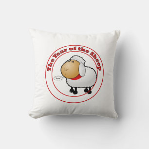 Year of the Sheep Cartoon Throw Pillow