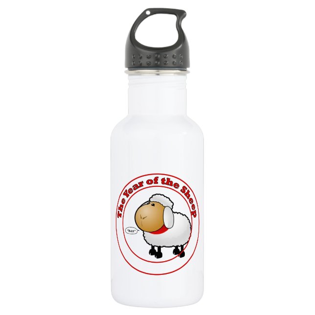 Year of the Sheep Cartoon Water Bottle (Front)