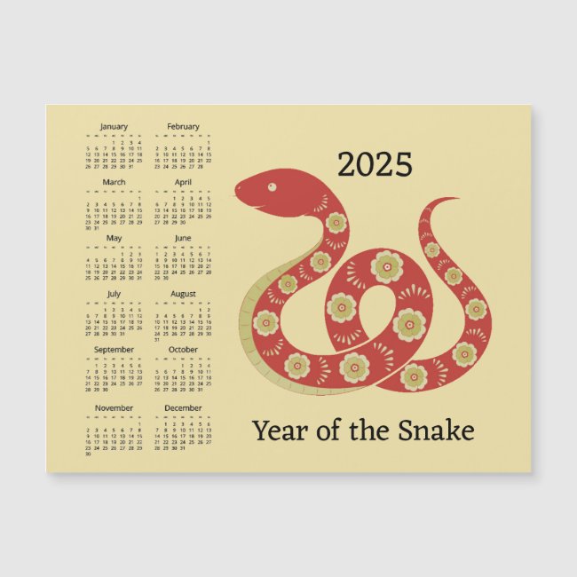 Year of the Snake 2025 Calendar Magnetic Card