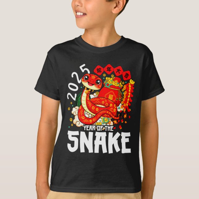 Year Of The Snake 2025 Chinese New Year 2025 Red S T-Shirt (Front)
