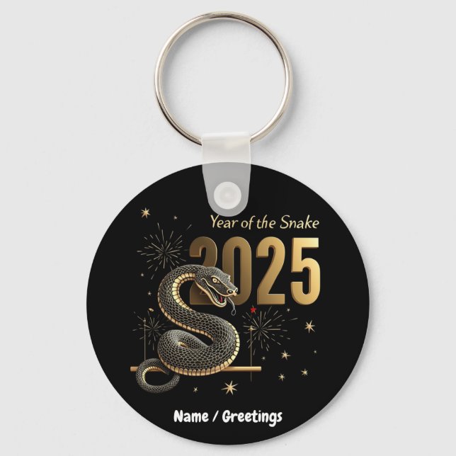 Year of the Snake 2025 Chinese Zodiac Customizable Keychain (Front)