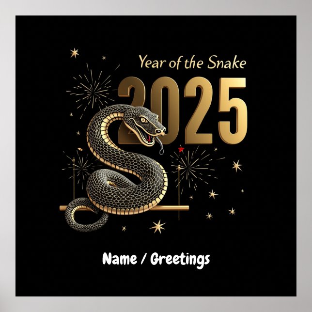 Year of the Snake 2025 Chinese Zodiac Customizable Poster (Front)