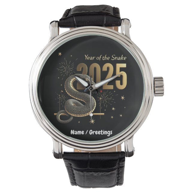 Year of the Snake 2025 Chinese Zodiac Customizable Watch (Front)