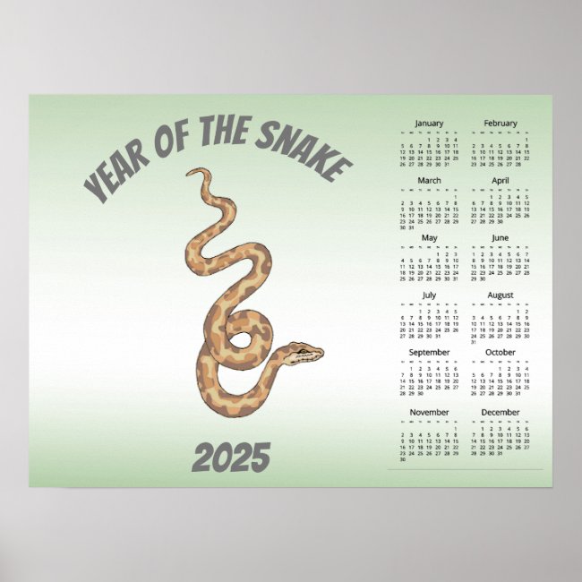 Year of the Snake 2025 Lunar Calendar Poster